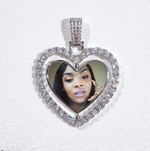 3D Spinning 2-Faced Heart Custom Picture Pendant