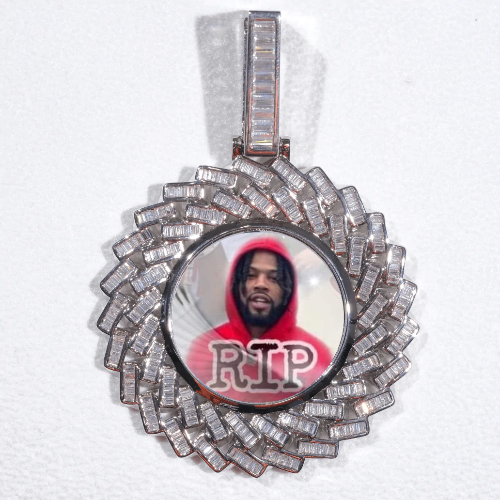 Large 3D Baguette Custom Picture Pendant