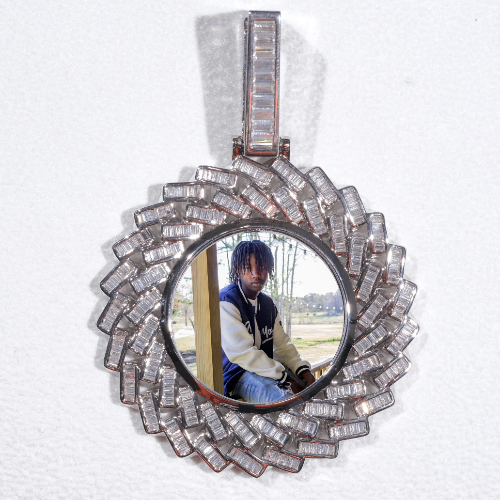 Large 3D Baguette Custom Picture Pendant