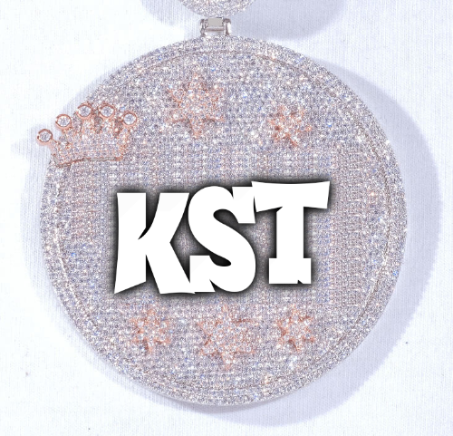 CUSTOM LETTER NECKLACE 3D BIG CROWN DISC