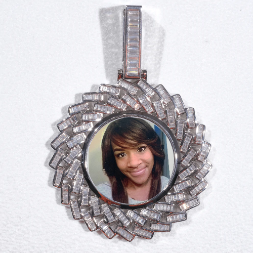 Large 3D Baguette Custom Picture Pendant