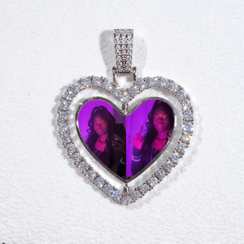 3D Spinning 2-Faced Heart Custom Picture Pendant
