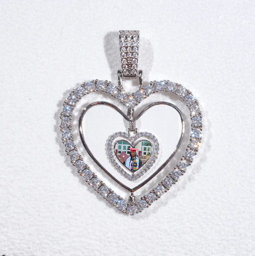 3D Spinning 2-Faced Heart Custom Picture Pendant