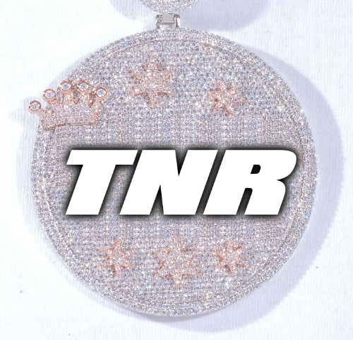 CUSTOM LETTER NECKLACE 3D BIG CROWN DISC