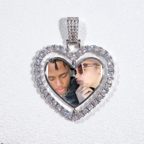 3D Spinning 2-Faced Heart Custom Picture Pendant