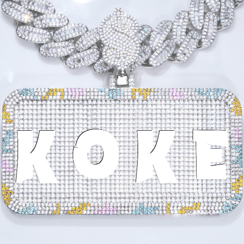 CUSTOM LETTER NECKLACE 3D COLORFUL SQUARE