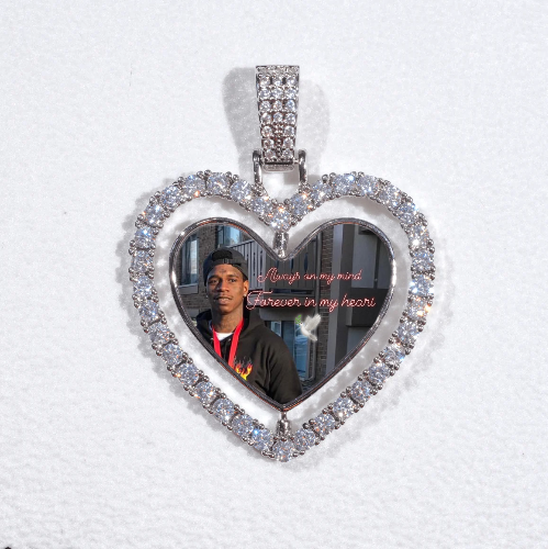 3D Spinning 2-Faced Heart Custom Picture Pendant