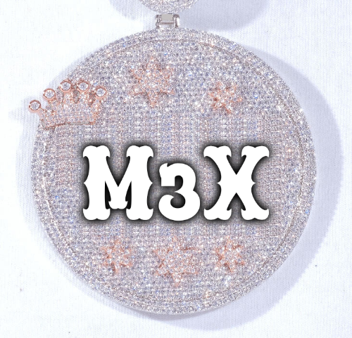 CUSTOM LETTER NECKLACE 3D BIG CROWN DISC