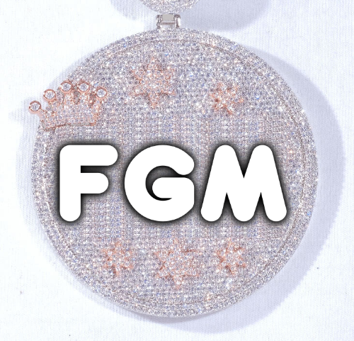 CUSTOM LETTER NECKLACE 3D BIG CROWN DISC