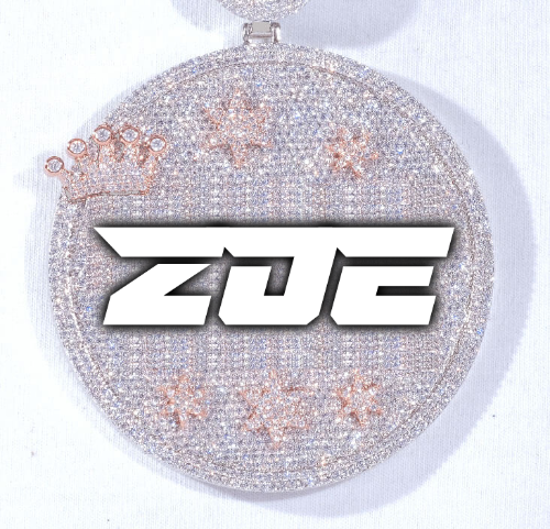 CUSTOM LETTER NECKLACE 3D BIG CROWN DISC