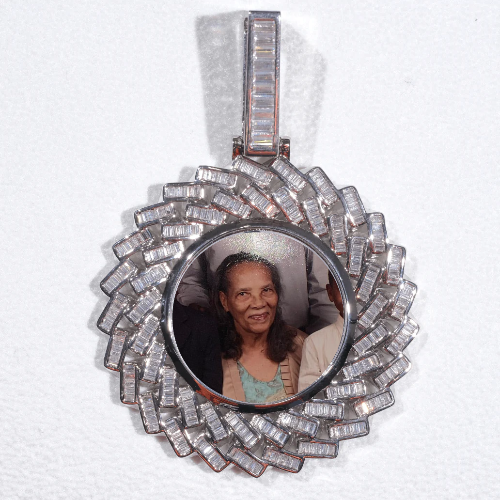 Large 3D Baguette Custom Picture Pendant