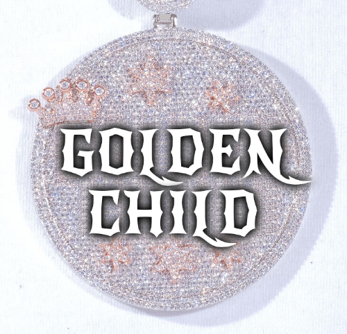 CUSTOM LETTER NECKLACE 3D BIG CROWN DISC