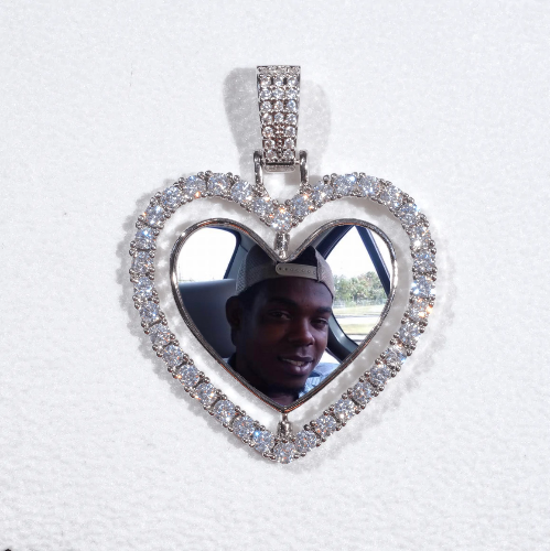 3D Spinning 2-Faced Heart Custom Picture Pendant