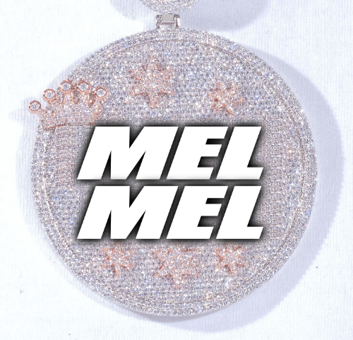 CUSTOM LETTER NECKLACE 3D BIG CROWN DISC