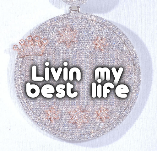 CUSTOM LETTER NECKLACE 3D BIG CROWN DISC