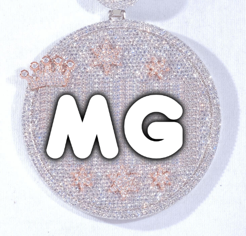CUSTOM LETTER NECKLACE 3D BIG CROWN DISC