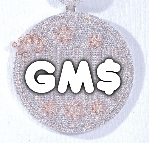 CUSTOM LETTER NECKLACE 3D BIG CROWN DISC