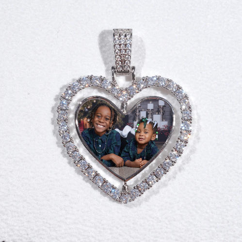3D Spinning 2-Faced Heart Custom Picture Pendant