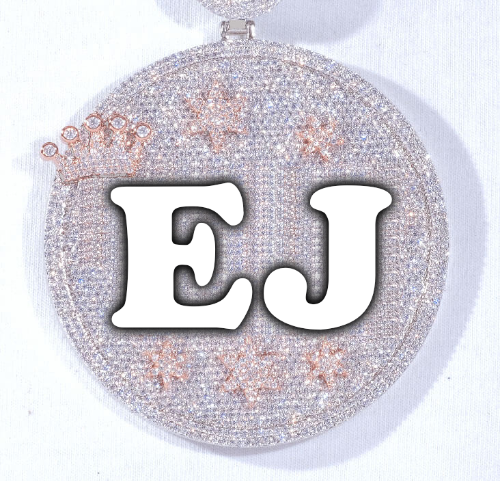 CUSTOM LETTER NECKLACE 3D BIG CROWN DISC