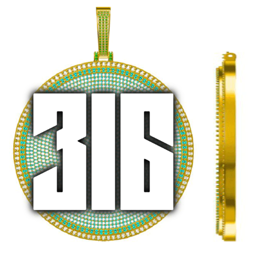 CUSTOM LETTER NECKLACE 3D BIG DISC