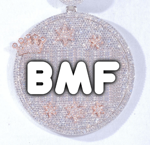 CUSTOM LETTER NECKLACE 3D BIG CROWN DISC