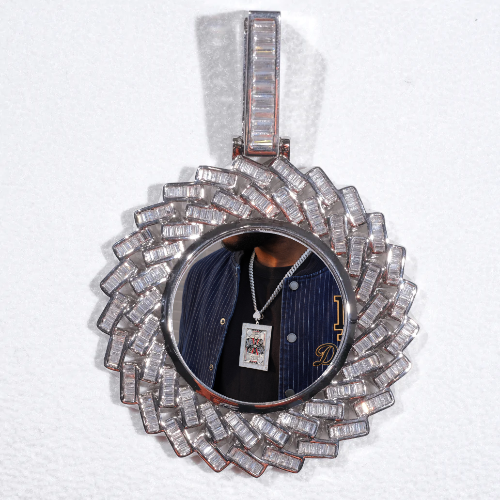 Large 3D Baguette Custom Picture Pendant