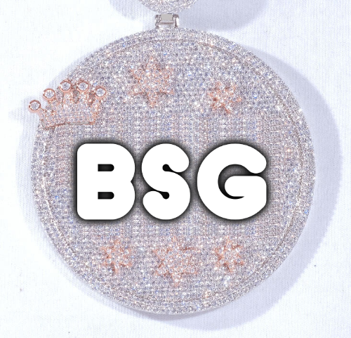 CUSTOM LETTER NECKLACE 3D BIG CROWN DISC