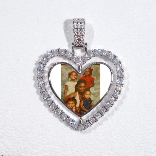 3D Spinning 2-Faced Heart Custom Picture Pendant