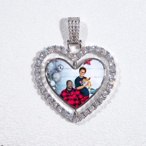 3D Spinning 2-Faced Heart Custom Picture Pendant