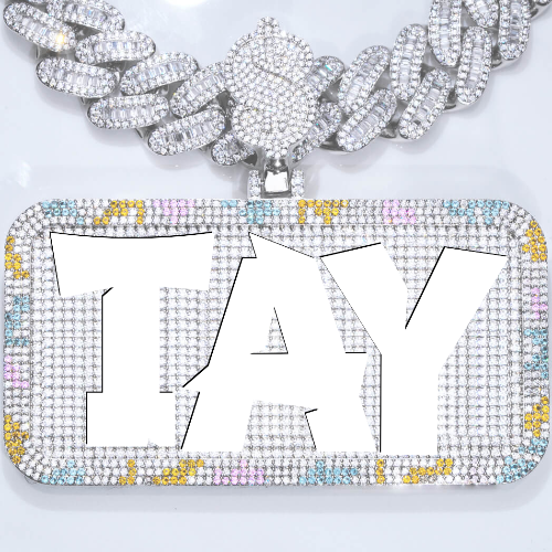 CUSTOM LETTER NECKLACE 3D COLORFUL SQUARE