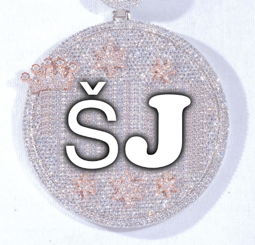 CUSTOM LETTER NECKLACE 3D BIG CROWN DISC