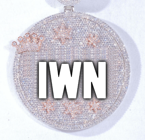 CUSTOM LETTER NECKLACE 3D BIG CROWN DISC