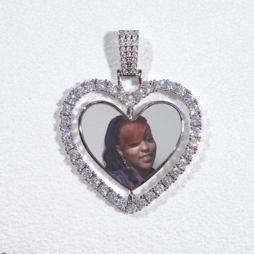 3D Spinning 2-Faced Heart Custom Picture Pendant