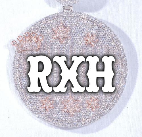 CUSTOM LETTER NECKLACE 3D BIG CROWN DISC