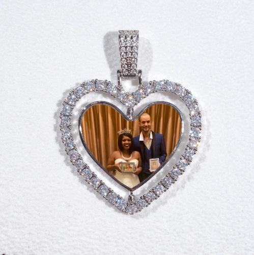 3D Spinning 2-Faced Heart Custom Picture Pendant