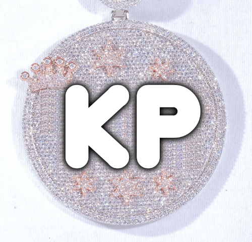 CUSTOM LETTER NECKLACE 3D BIG CROWN DISC