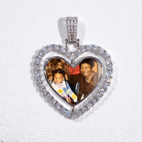 3D Spinning 2-Faced Heart Custom Picture Pendant