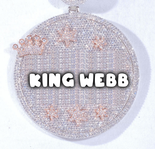 CUSTOM LETTER NECKLACE 3D BIG CROWN DISC