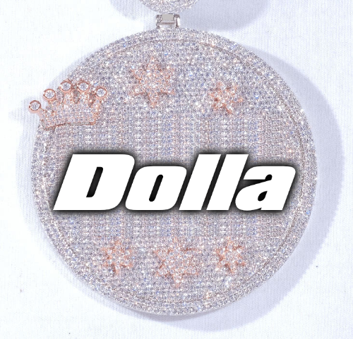 CUSTOM LETTER NECKLACE 3D BIG CROWN DISC