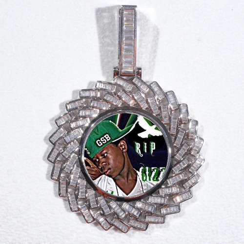 Large 3D Baguette Custom Picture Pendant
