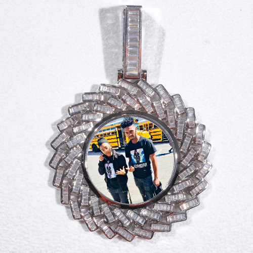 Large 3D Baguette Custom Picture Pendant