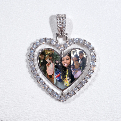 3D Spinning 2-Faced Heart Custom Picture Pendant