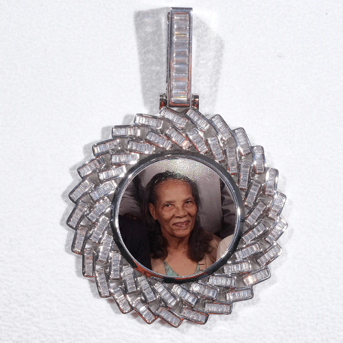 Large 3D Baguette Custom Picture Pendant