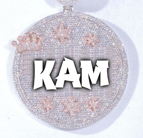 CUSTOM LETTER NECKLACE 3D BIG CROWN DISC