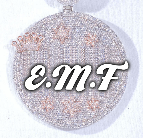 CUSTOM LETTER NECKLACE 3D BIG CROWN DISC