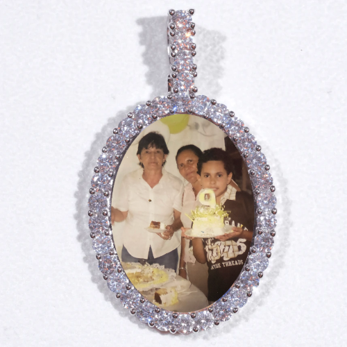 Large 3D Oval Custom Picture Pendant