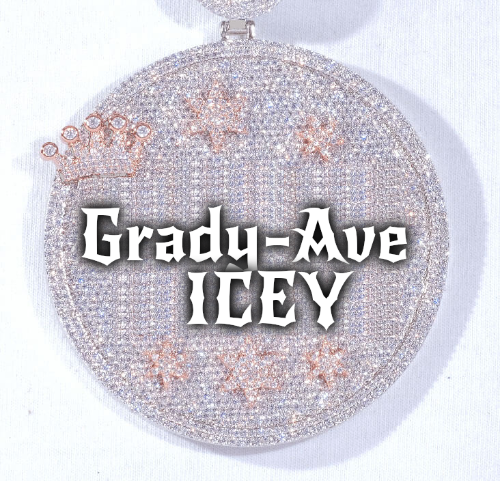 CUSTOM LETTER NECKLACE 3D BIG CROWN DISC