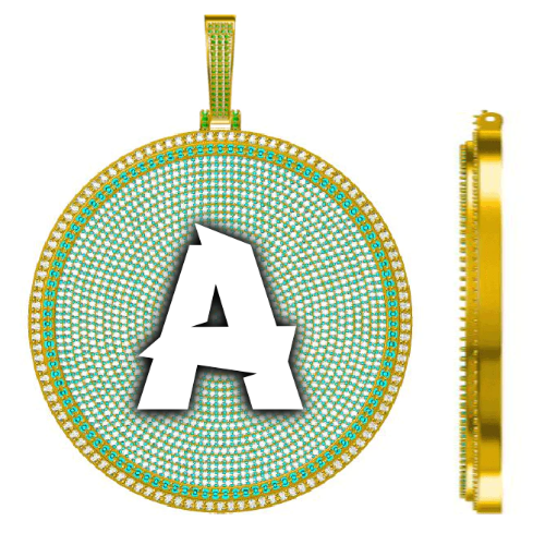 CUSTOM LETTER NECKLACE 3D BIG DISC