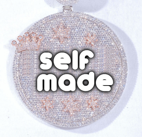 CUSTOM LETTER NECKLACE 3D BIG CROWN DISC
