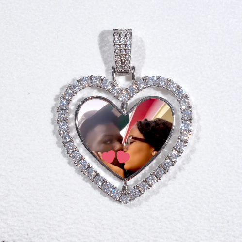 3D Spinning 2-Faced Heart Custom Picture Pendant